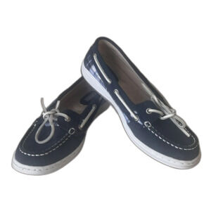 NWOT KHOMBU Preppy Cape Cod Leather Plaid Boat Shoes Womens 7 Navy Yacht Club
